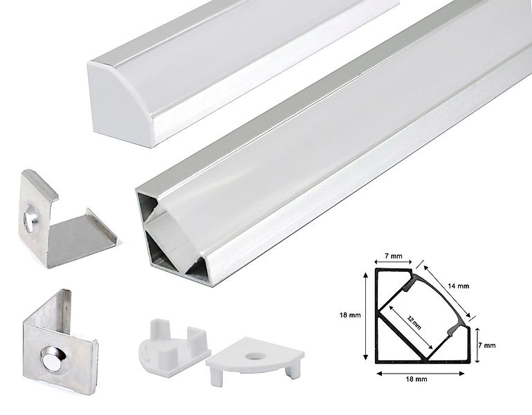 ENERGMiX LED-Stripe-Profil 2 m Eckprofil Eckleiste günstig online kaufen