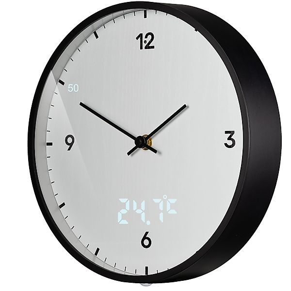 Bresser Wanduhr MyTime mit LED-Sekunden-/Temperaturanzeige Ø 24 cm Weiß günstig online kaufen