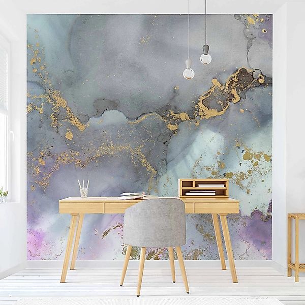 Bilderdepot24 Vliestapete Abstrakt Marmor Regenbogen Gold günstig online kaufen