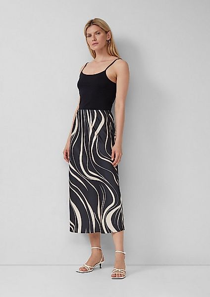 s.Oliver Maxirock Rock Satinierter Midirock mit Elastikbund und All-over-Pr günstig online kaufen