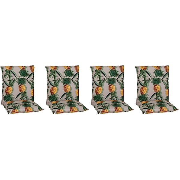 Beo Sitzauflage Niedriglehner Treffelstein 4er-Set Ananas-Motiv günstig online kaufen