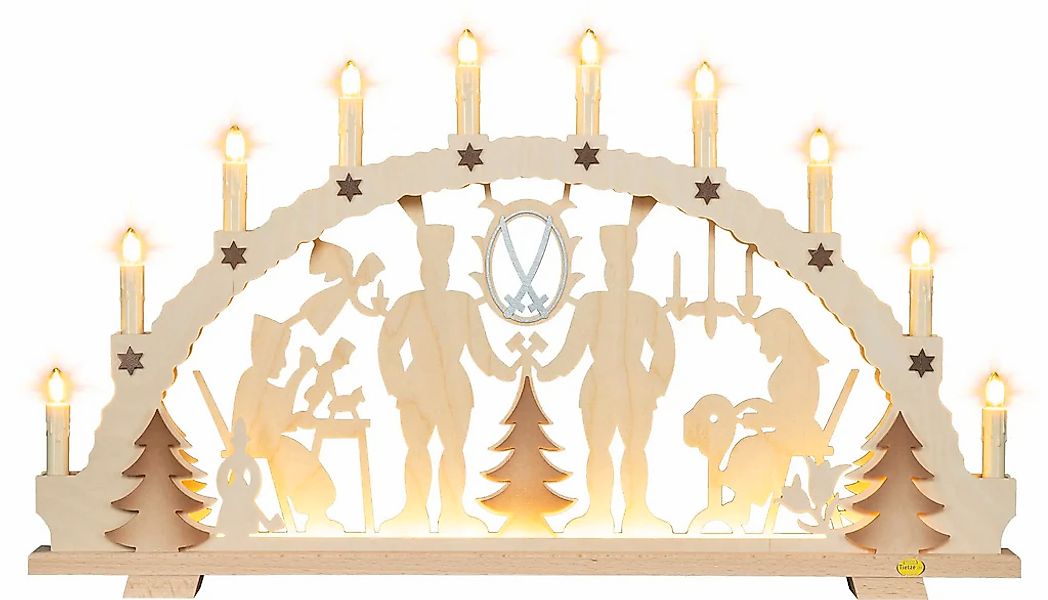 Tietze Erzgebirgsdegn LED Schwibbogen "mit Vorbeleuchtung Bergmannsmotiv ex günstig online kaufen