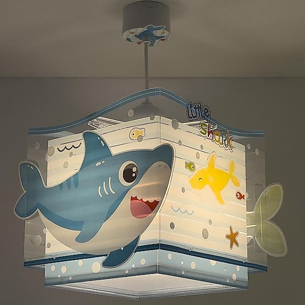 Kinderzimmer Pendelleuchte Baby Shark in Mehrfarbig und Weiß E27 günstig online kaufen