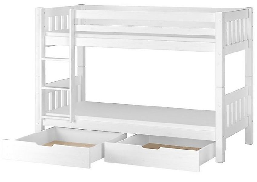 ERST-HOLZ Etagenbett Hochbett aus Kiefer in Weiß 2 Rollroste 2 Matratze Bet günstig online kaufen