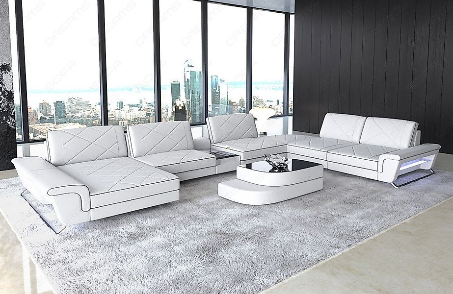 Sofa Dreams Wohnlandschaft Sofa Leder Bari XXL U Form Ledersofa, Couch, mit günstig online kaufen