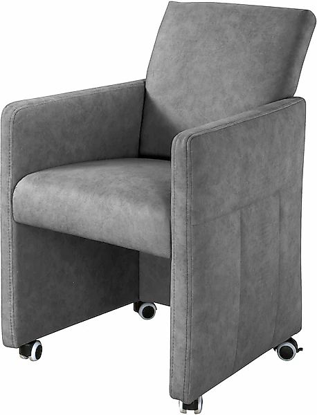 exxpo - sofa fashion Esszimmersessel, Loungesessel auf Rollen, schmale Arml günstig online kaufen