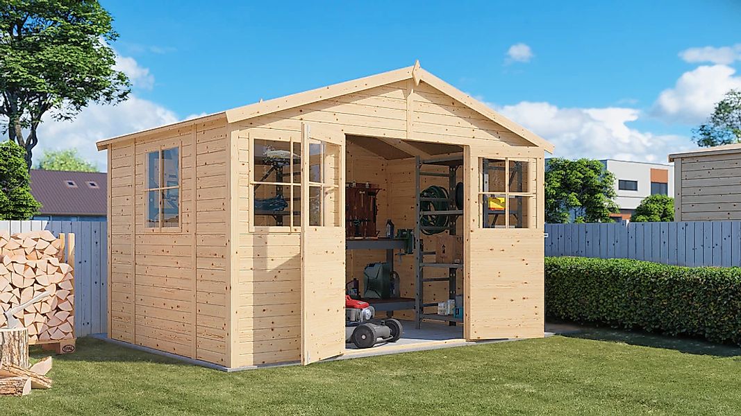 BERTILO Gartenhaus "Workshop 1 naturbelassen", Großes Gartenhaus aus exakt günstig online kaufen