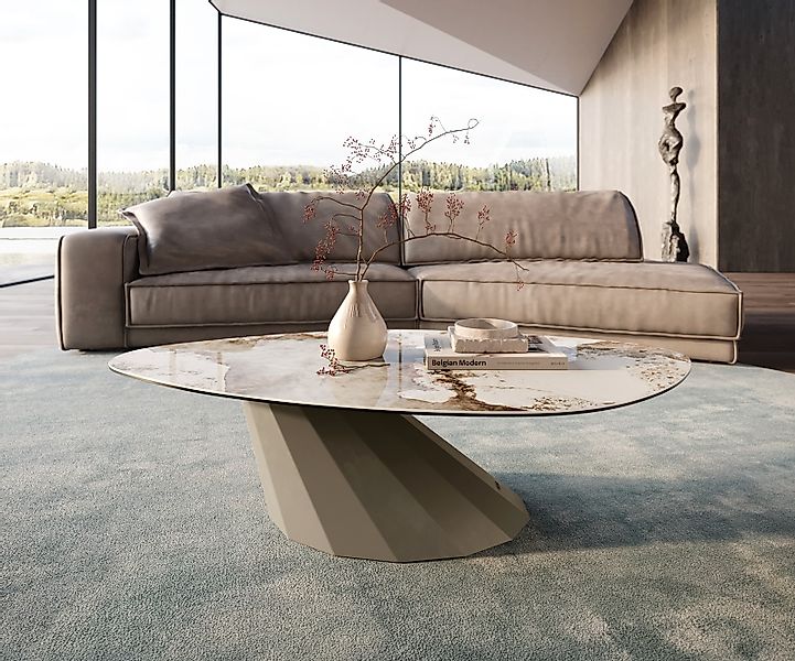 Couchtisch Edge Organisch 140x76 cm Keramik Minas Melange Parabi Metall Eff günstig online kaufen