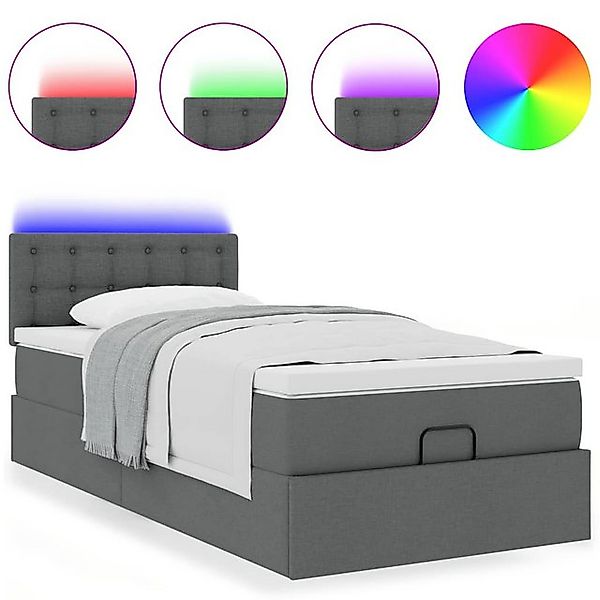 vidaXL Bett Ottoman-Bett mit Matratze & LEDs Dunkelgrau 100x200 cm Stoff günstig online kaufen