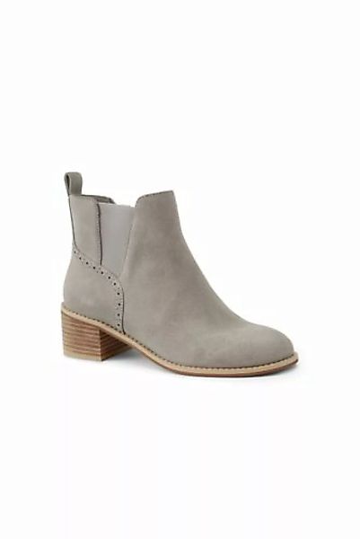 Chelsea-Boots mit Blockabsatz, Damen, Größe: 42.5 Normal, Beige, Leder, by günstig online kaufen