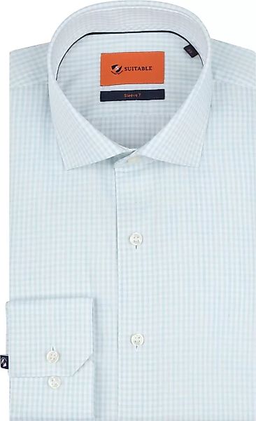 Suitable Hemd Extra Long Sleeves Twill Karos Hellgrün - Größe 44 günstig online kaufen