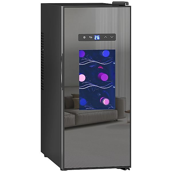HOMCOM Weinkühlschrank Metall Hartglas Schwarz 51,5L x 26,5B x 65H cm günstig online kaufen