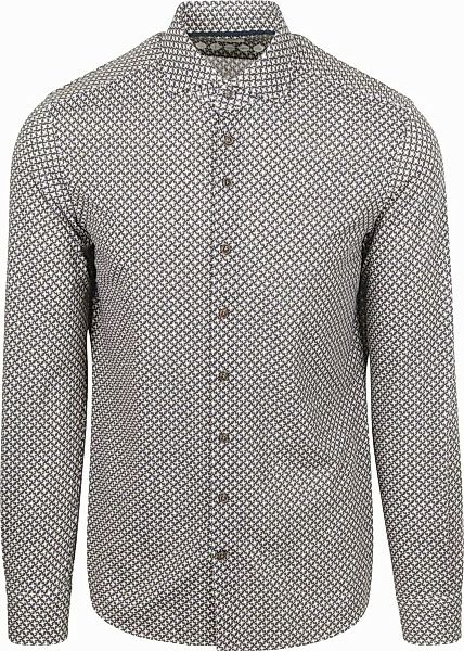 R2 Hemd Retro Print Blau Braun - Größe 44 günstig online kaufen