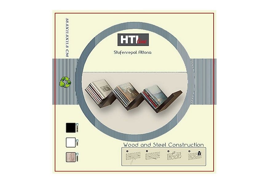 HTI-Living Wandregal Wandregal Altona Sonoma, Stück 1-tlg., Stufenregal Büc günstig online kaufen