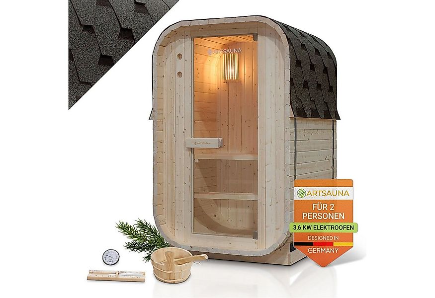 Artsauna Fasssauna Nolvik, BxTxH: 128 x 120 x 194 cm, 38 mm, Für 1 bis 2 Pe günstig online kaufen