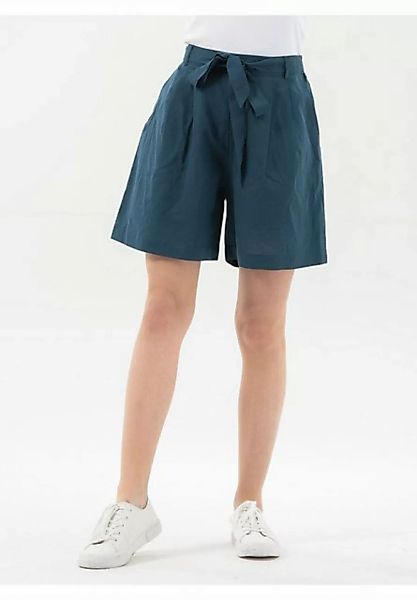 ORGANICATION Shorts Shorts aus Leinengemisch mit Bindegürtel in Navy günstig online kaufen