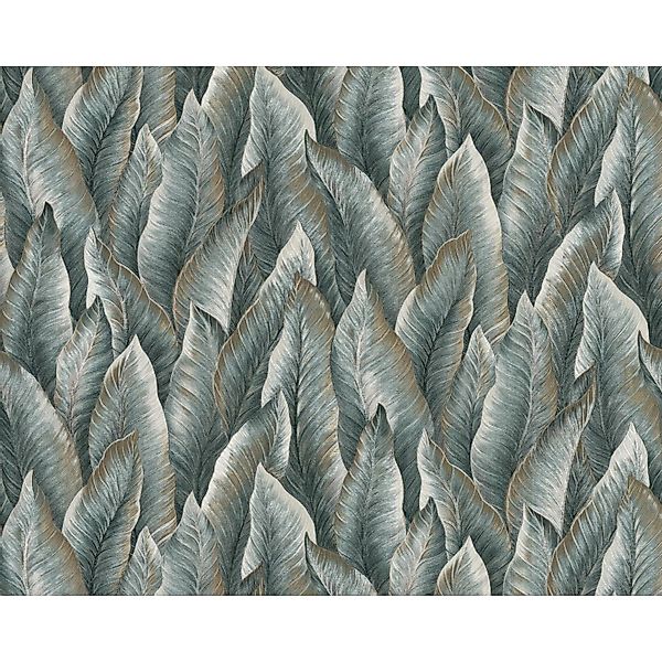 EDEM 420ST28 Präge Tapete Floral glitzernd Grün Weiß-Grün Gold 1,06 m x 10, günstig online kaufen