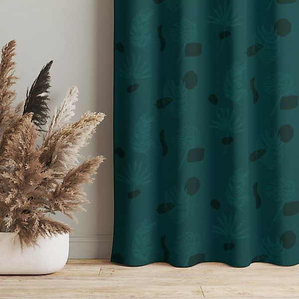 Vorhang Tropische Blätter Muster - Dunkle Jade günstig online kaufen