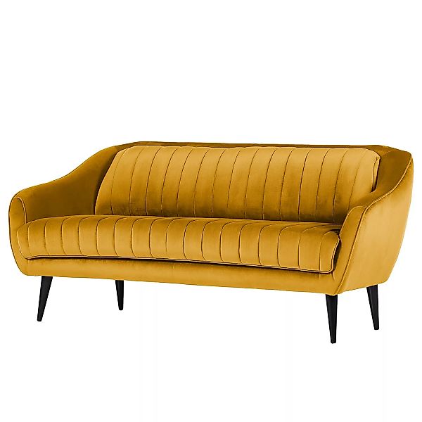 home24 Red Living Sofa Margon 2-Sitzer Goldgelb Samt 190x83x90 cm günstig online kaufen
