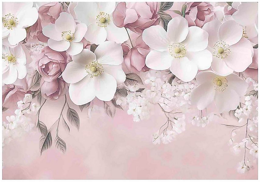 Wallarena Fototapete Blumen Rosa Blätter Vlies Tapete Wohnzimmer Schlafzimm günstig online kaufen