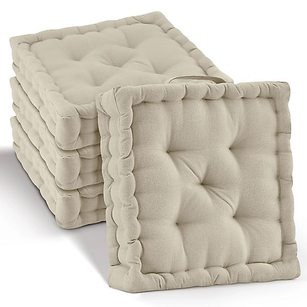 Beautissu Mila Stuhlkissen 40x40x8cm Leinen 4tlg günstig online kaufen