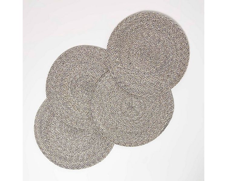 Homescapes Platzset Tischset silber im 4er-Set, 40 cm – 4x Platzset rund ge günstig online kaufen