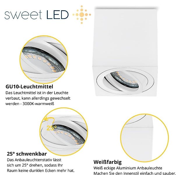 Sweet LED LED Deckenspots eckig Aufbauspot günstig online kaufen
