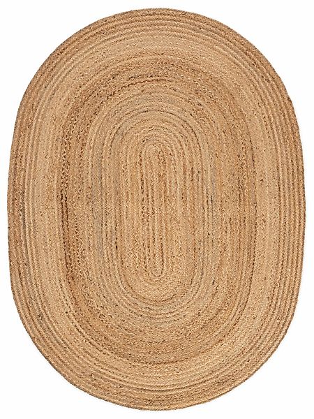 carpetfine Teppich "Nele Juteteppich Naturfaser" rund 6 Höhe geflochtener W günstig online kaufen