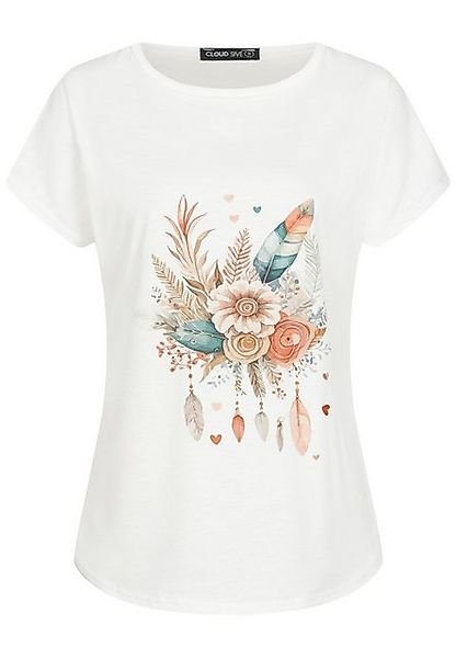 CLOUD 5IVE T-Shirt CLOUD 5IVE Viskose T-Shirt mit Traumfänger-Blumen Print günstig online kaufen