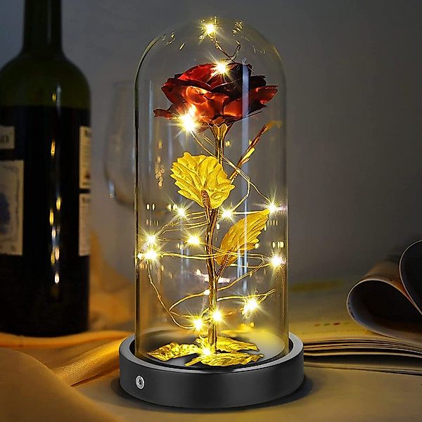Kunstblume Rose LED Lichterketten Kunstblumenstrauß Rose günstig online kaufen