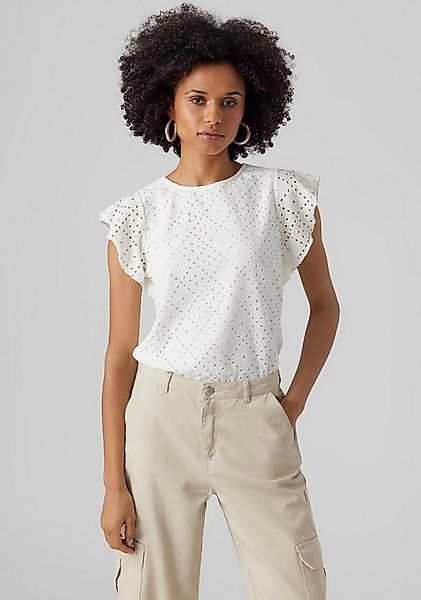 Vero Moda Rundhalsshirt VMTASSA SL FRILL TOP NOOS Materialmix, loose fit günstig online kaufen