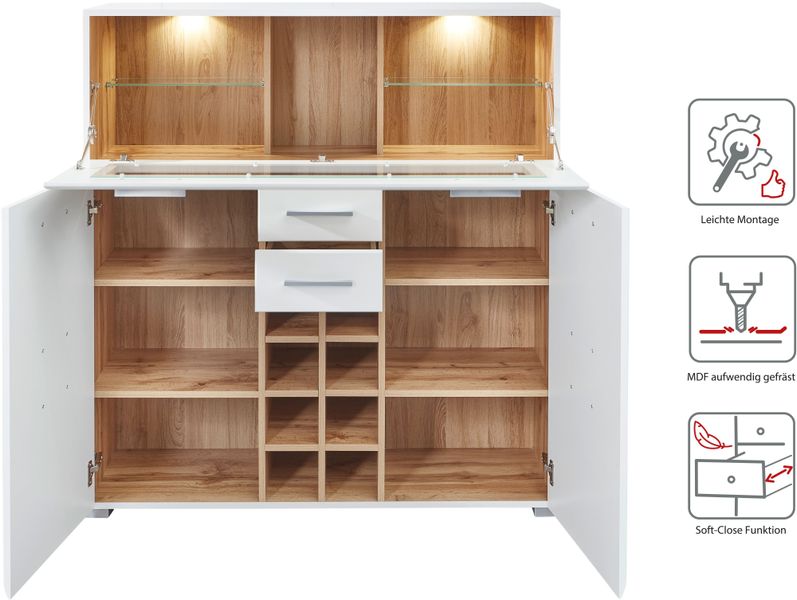 Innostyle Barschrank "FUN PLUS II" 2 Holztüren, 19 Fächer, 1 Klappe, Softcl günstig online kaufen