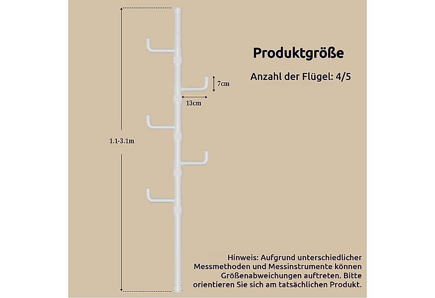 JOYOLEDER Kleiderständer Garderobenständer ausziehbar, 4/5 Haken, 110-310cm günstig online kaufen