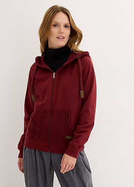 bonprix Kapuzensweatjacke mit Strickkapuze, mit Reißverschluss, aus Baumwol günstig online kaufen