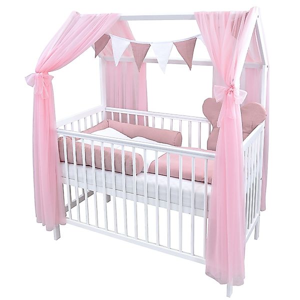 Baby-Delux Komplettbett Hausbett Babybett Komplettset Waffelpique, günstig online kaufen