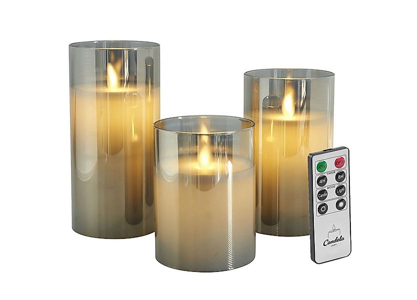 LC Home LED-Kerze LED Kerzen Set Echtwachskerze Glas Timerfunktion Fernbedi günstig online kaufen