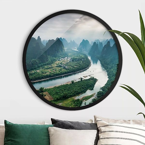 Rundes Gerahmtes Bild Talblick über den Li-Fluss günstig online kaufen