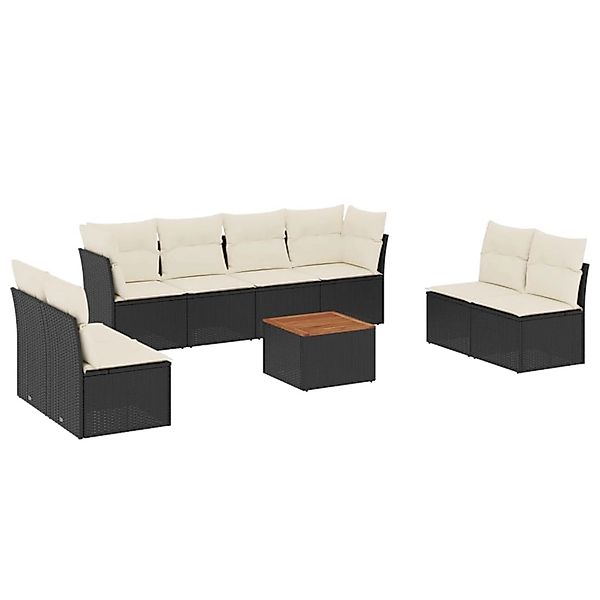 vidaXL 9-Tlg Garten-Sofagarnitur mit Kissen Schwarz Poly Rattan 3255909 günstig online kaufen