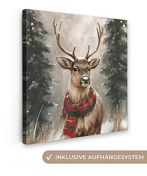 OneMillionCanvasses® Leinwandbild Winter - Wald - Rentier - Dunkelheit, Fot günstig online kaufen