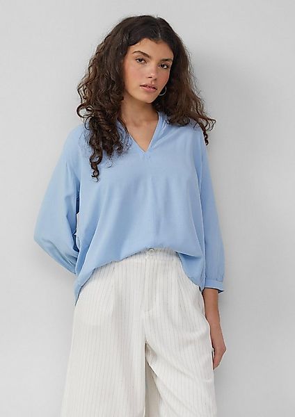 QS Kurzarmbluse Bluse Viskose-Bluse mit Raffung an der Schulter günstig online kaufen