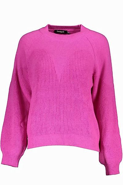 Desigual Strickpullover Rosa Damenpullover mit hohem Kragen und Kontrastdet günstig online kaufen