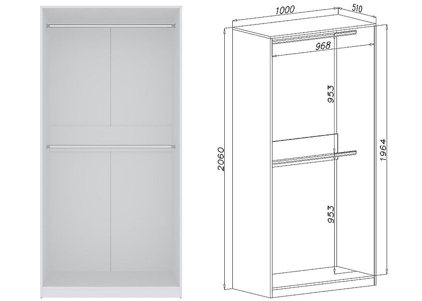 Marmex Möbel Garderobenschrank TRES SET P/B Eckgarderobe Kleiderschrank Mod günstig online kaufen