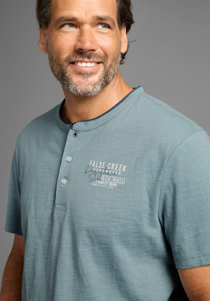 Mans World Henleyshirt mit Stehkragen-Optik und funktionaler Knopfleiste günstig online kaufen