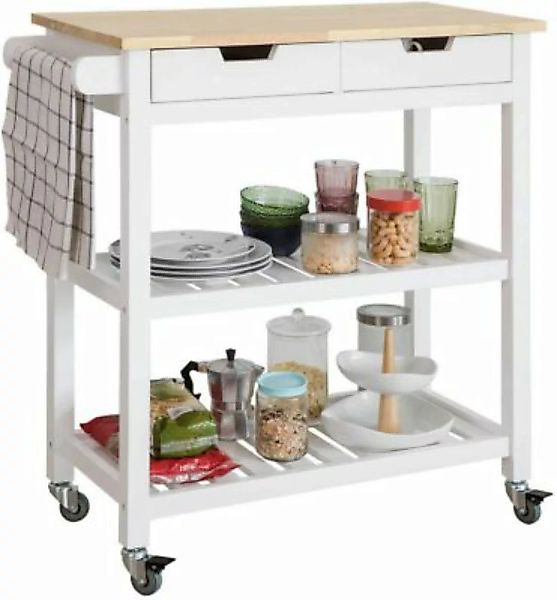 SoBuy® Küchenwagen Servierwagen mit 2 Schubladen und 2 Ablagen weiß günstig online kaufen