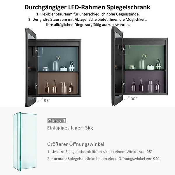 WDWRITTI Spiegelschrank Rechteckig Spiegelschrank Schwarz Aluminium Badezim günstig online kaufen
