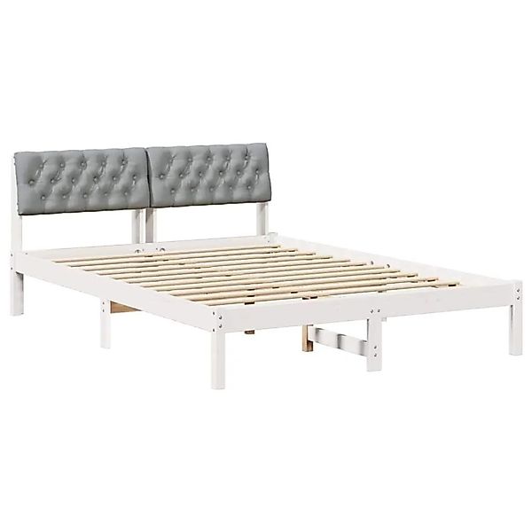 vidaXL Bettgestell Weiß und Hellgrau 150 x 200 cm Massivholz Kiefer 878603 günstig online kaufen