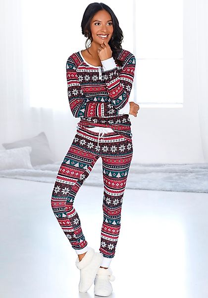 LASCANA Pyjama 2 Stk. tlg., mit weihnachtlichem Muster günstig online kaufen
