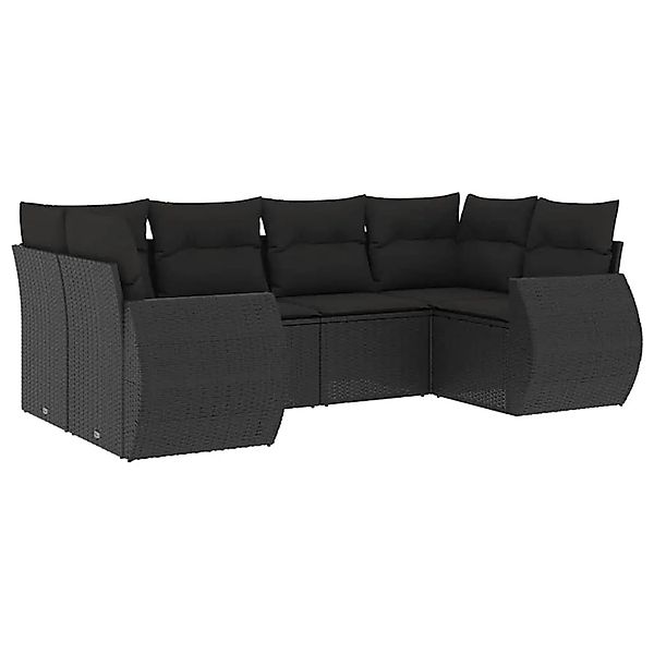 vidaXL 6-Tlg Garten-Sofagarnitur mit Kissen Schwarz Poly Rattan 3254112 günstig online kaufen