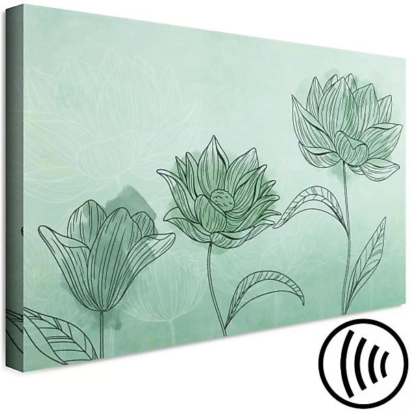 Leinwandbild Blumiges Trio - Abstraktion mit floristischem Motiv auf Aquama günstig online kaufen