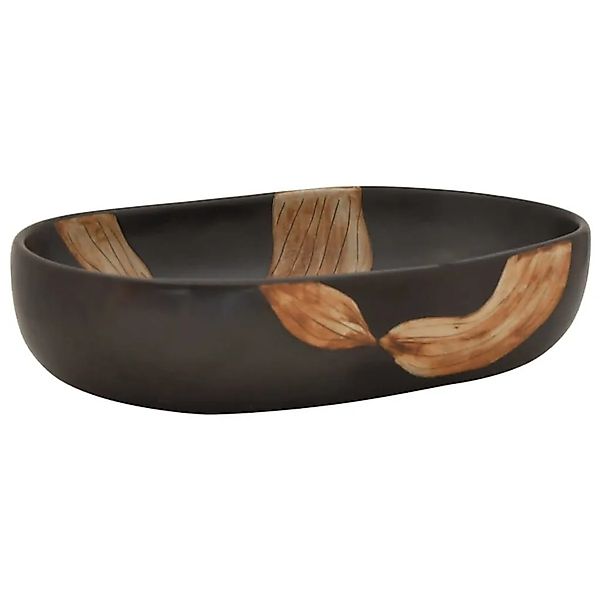 vidaXL Aufsatzwaschbecken Schwarz Oval 59x40x14 cm Keramik 155106 günstig online kaufen